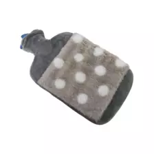 Rubber Heat Water Bag with Plush Cover for Pain Relief- Gray color