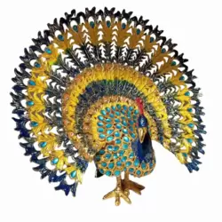 Stunning Blue Rhinestone Enameled Large Peacock Hinged Trinket Box, Jewelry Storage- Multi-Color