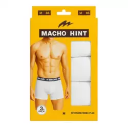 Macho Hint Metro Long Truck Plain White 3pcs- Medium