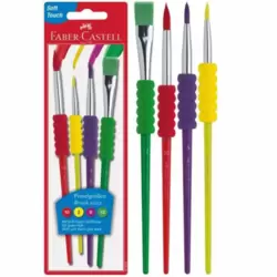 Faber Castell Soft Touch Grip Art Painting Nylon Brush Set Multi-Color- 4pcs
