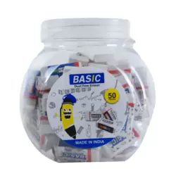 Basic Non Toxic and Dust Free Plain White Eraser for Clean, Smooth And Dust free Erasing- 50pcs