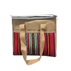 Portable Square Insulated Picnic Lunch Bag With Handle And Zip Closure- Multi-Color