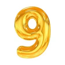 Single Gold 9 Number Foil Balloon For Decoration, 16inch Balloon- Gold Color