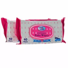 Cool & Cool Gentle Wipes, Ultra Soft Baby Wipe, Dual Pack- 2X40's