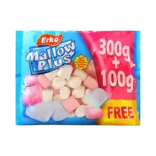 Erko Mallow Plus Pink- White Marshmallow Candy- 400 gm