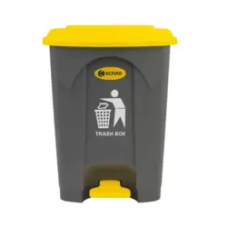 Kovar Outdoor Pedal Operated Trash Can Bin With Lid Yellow And Gray Waterproof And Sturdy- 20Ltr