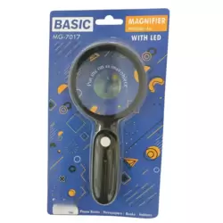 Basic Hand Held 4X Magnifying Glass With LED Light For Kids- Black