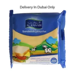 Al Rawabi Pasteurized Processed Cheddar Cheese 10pcs Slices- 200gms (Delivery In Dubai Only)