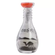 Dubai Sand Art Bottle, Colored Sand Bottle, Dubai Souvenir Candle, White & Red - 13Cm