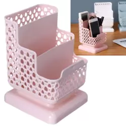 Multi-Functional Desk Organizer Storage Box With Three Grids Space Saving Design- Pink