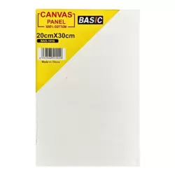 Basic BAS 1016 Canvas Panel 100percent Cotton White For Creative Painting- 20X30cm