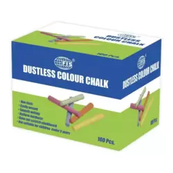 FIS Non Toxic And Easily Erasable Dustless Multi-Color Chalk 8cm- 100pcs