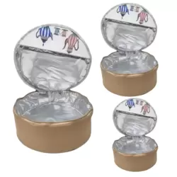 Round Insulated Thermal Lunch Bag Set For Picnic And Camping In Three Different Size- Brown