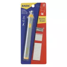 Basic Electric Eraser with 2 Erase Clip + 2.3 mm Eraser 10pcs & 12pcs of 5mm- Grey and Orange