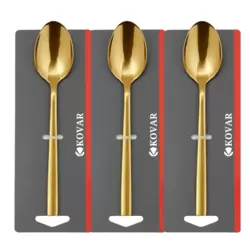 Kovar Stainless Steel Plain Golden Electroplated Tea Spoon Set- 3pcs