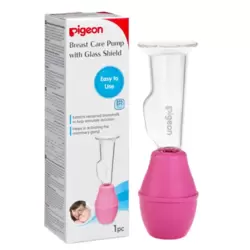 Pigeon BPA BPS Free Breast Care Pump With Glass Sheild Extracts Remained Breastmilk- Pink