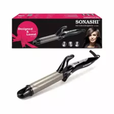 Sonashi Hair Curler and Straightener Ceramic Coated Barrel 2 in 1 Hair Styling Tool- Black