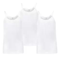 Lux Girls Spaghettie of Combed Cotton Fabric Slip Undershirt White Color- Pack of 3pcs for 13-14yrs