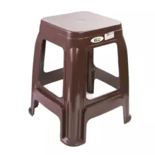 Eco Plastic High Stool Square for Indoor and Outdoor, Chocolate Brown- 48cm