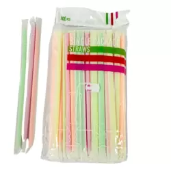 Disposable Wrapped Single Package Plastic Drinking Straws- 100pcs