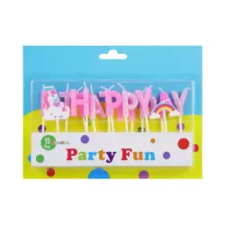 Party Fun Happy Birthday Text Cake Topper for Birthday Cake Decoration- Pink