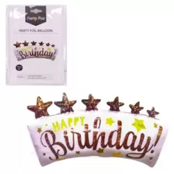 Party Fun Happy Birthday Printed Party Fun Foil Balloon With Star- 76cm