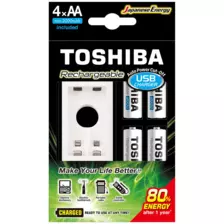 Toshiba Rechargeable USB Battery Charger With 4 AA Batteries