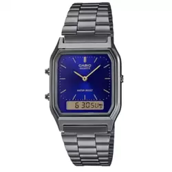 Casio AQ-230GG-2AD Analog Digital Wristwatch Vintage Series With Chain Strap- Black