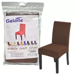Gelaite Stretchable Plain Dining Table Chair Seat Cover- Brown