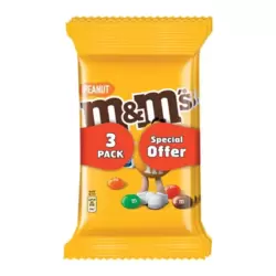 M&M Chocolate And Peanut Candy Beans Coated in Colorful Crunchy Shell 3X82gms