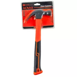 Kovar Claw Hammer With Shock Absorbing Rubber Grips, Durable Fiberglass Handles- Black And Orange