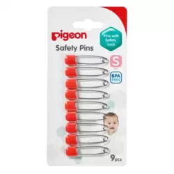 Pigeon BPA Free Safety Pins With Safety Locks Plastic Cap Small Size- 9pcs