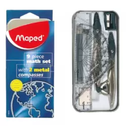 Maped Cosmic World Geometric Box 9 Piece Math Set With 2 Metal Compasses