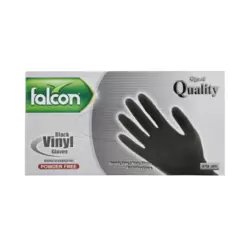 Falcon Black Vinyl Gloves Hypo-Allergenic Powder Free Disposable Gloves- Extra Large- 100pcs