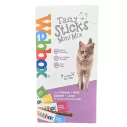 Webbox Tasty Sticks Mini Mix Tasty Treats for Cats With Cheese Malt Salami And Liver- 16X32gms