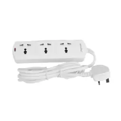 Samra Plus 3 Way Extension Socket 2 M Cord Length- White