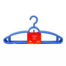 Premium Plastic Hangers with Hook, Type-D Hangers for All Wears, Pack of 6pcs - Blue