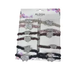 Ladies Fancy Elastic Ponytail Hair Ties Multi-Color- 12pcs