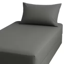 Kovar Single Fitted Bed Sheet Set 120X200cm With Pillow Cover 50X75cm- Gray