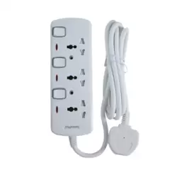 SamraPlus 3Way Extension Cord with Fire Resistance Material- 2M cable
