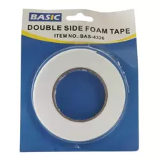 Basic Power Sticky Double-Sided Foam Tape, Adhesive Mounting Tape for Sealing, Holding & Packing- White