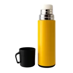 Stainless Steel Insulated Flask Bottle with Cup- Yellow