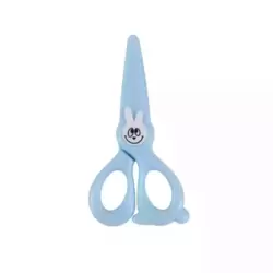 Baoji Students Safety Scissors with Blunt Head and Rabbit Design for Art and Craft- Blue color