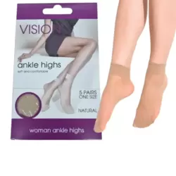 Vision Soft And Comfortable Woman Ankle High Socks Beige- 5 Pairs