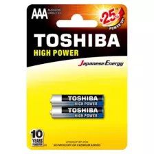 Toshiba Vibration Resistance High Power Alkaline AAA Battery, LR03 1.5V- Pack of 2 pcs