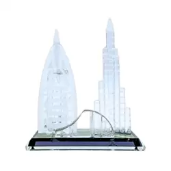 Dubai Souvenir Burj Al Arab and Burj Khalifa 3D Glass Model Set For Table Decor