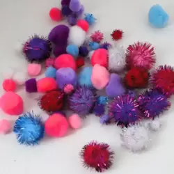 Glittery Soft And Fluffy Bulk Pom Poms Balls In Assorted Models And Colors- 60pcs