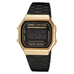 Casio A168WEGB-1BDF Retro Vintage Unisex Watch With Black Chain Strap- Gold