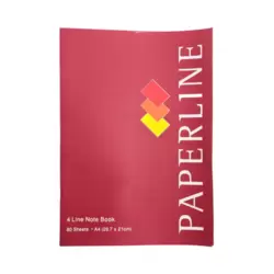 Paperline 4 Line Note Book, 80 Sheets- Red