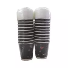 Foodpack Disposable Ripple Cups with Lid 6 Oz Cups for Coffee Tea or Drinks Black Color- 20 Pieces